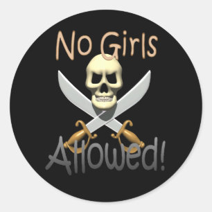 skullknife.nogirls classic round sticker