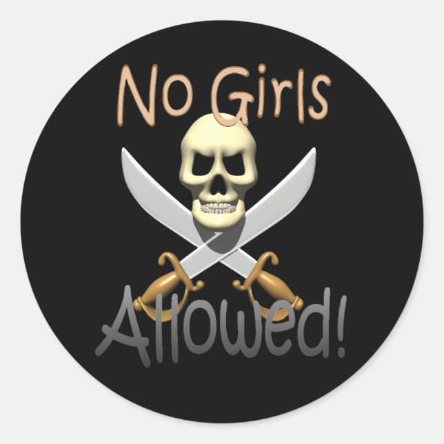 skullknife.nogirls classic round sticker (Front)