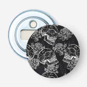 Skulls and Chalk Roses Gothic Glam Funky Grunge Bottle Opener