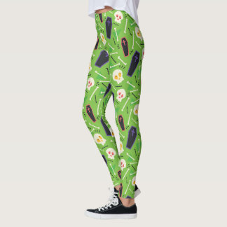 Skulls And Coffins Halloween Leggings