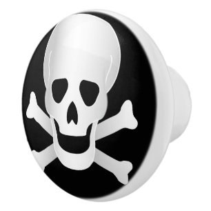 Skulls And Crossbones Ceramic Knob