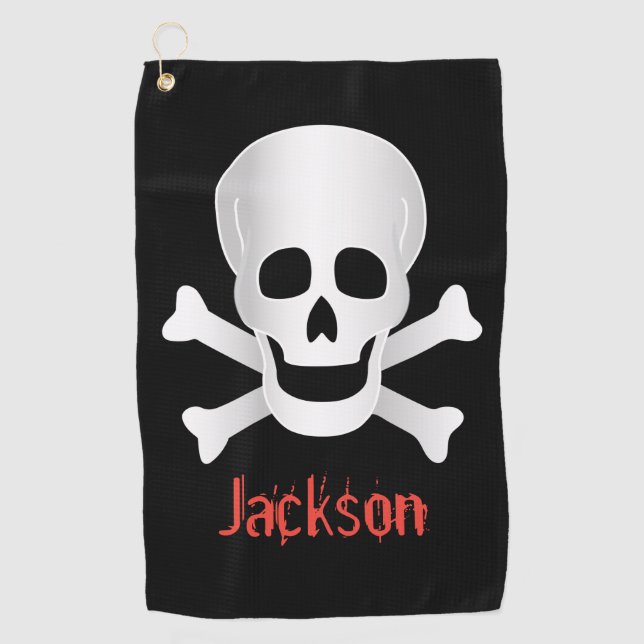Skulls And Crossbones Golf Towel (Front)