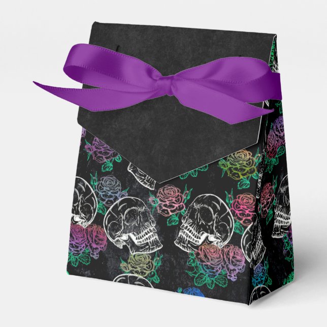 Skulls and Dark Roses | Funky Glam Ombre Grunge Favour Box (Front Side)