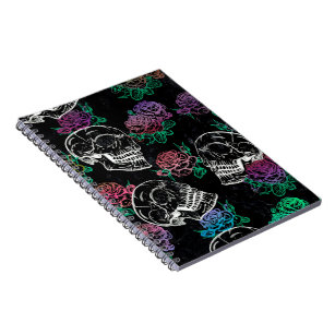 Skulls and Dark Roses   Funky Glam Ombre Grunge Notebook