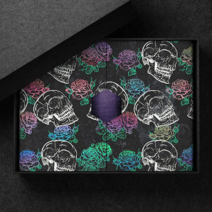 Skulls and Dark Roses   Funky Glam Ombre Grunge Tissue Paper