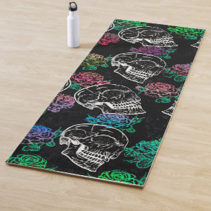Skulls and Dark Roses   Funky Glam Ombre Grunge Yoga Mat