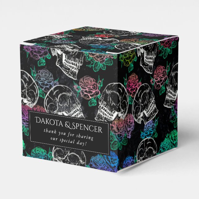 Skulls and Dark Roses | Funky Glam Ombre Thank You Favour Box (Front Side)