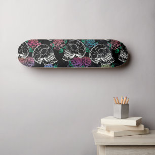 Skulls and Dark Roses   Gothic Glam Ombre Grunge Skateboard