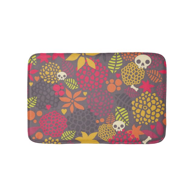 Skulls and flowers. bath mat (Front)