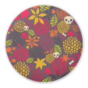 Skulls and flowers. ceramic knob