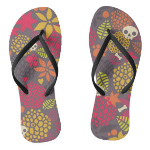 Skulls and flowers. flip flops