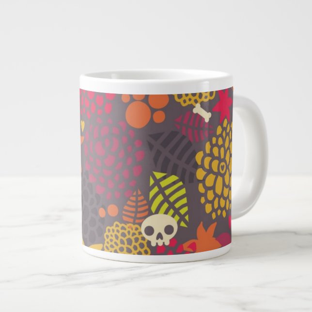 Skulls and flowers. large coffee mug (Front Right)