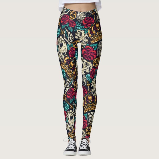 Skulls and Flowers Leggings (Front)