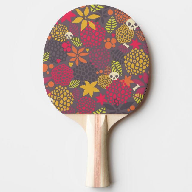 Skulls and flowers. ping pong paddle (Front)