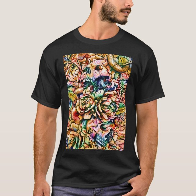 Skulls and Flowers T-Shirt (Front)