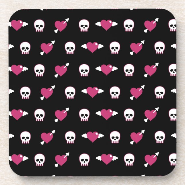 Skulls and hearts coaster (Front)