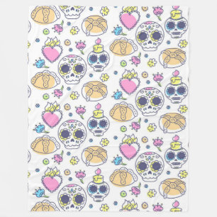 Skulls and Hearts Fleece Blanket