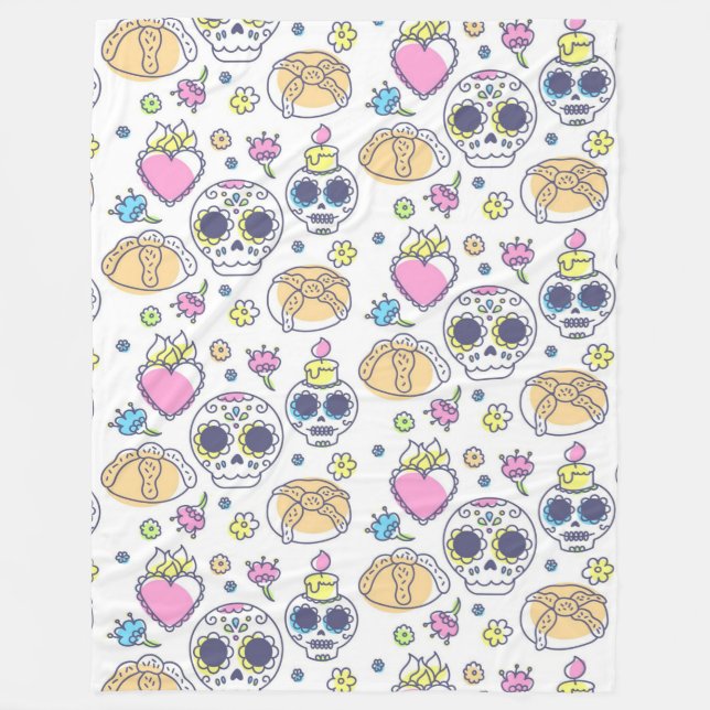 Skulls and Hearts Fleece Blanket (Front)