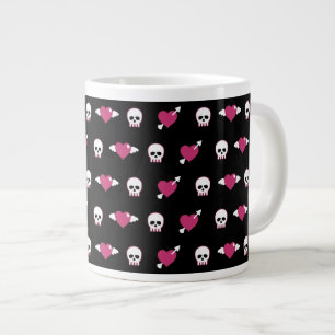 Skulls and hearts large coffee mug