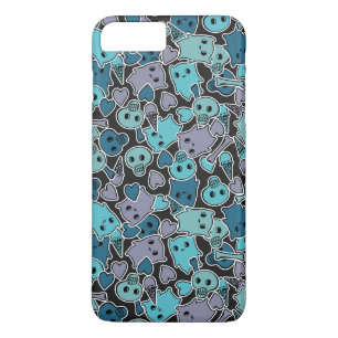 Skulls, and hearts on black background 2 iPhone 8 plus/7 plus case
