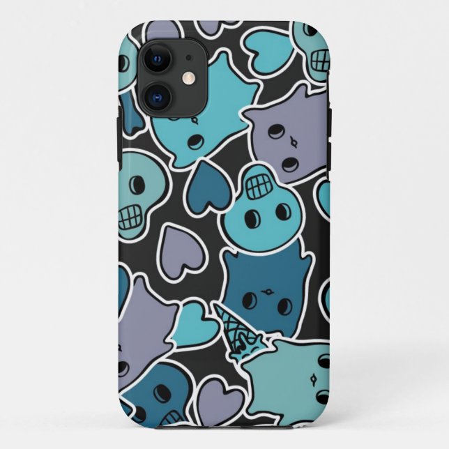 Skulls, and hearts on black background 2 Case-Mate iPhone case (Back)