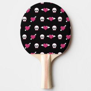Skulls and hearts ping pong paddle