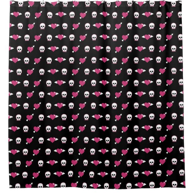 Skulls and hearts shower curtain (Front)