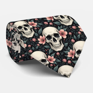 Skulls and Hellebores Tie