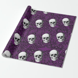 Skulls and lace wrapping paper
