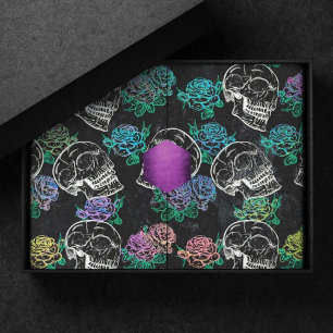 Skulls and Ombre Roses Cool Funky Dark Grunge Tissue Paper