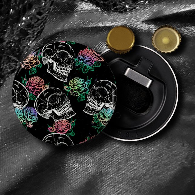 Skulls and Ombre Roses | Gothic Glam Pastel Grunge Bottle Opener (Creator Uploaded)