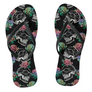 Skulls and Ombre Roses   Gothic Glam Pastel Grunge Flip Flops