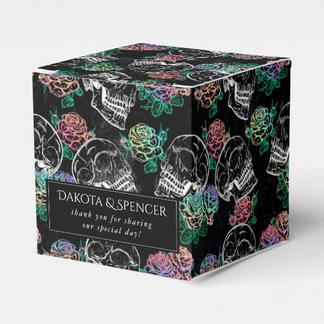 Skulls and Ombre Roses | Gothic Glam Thank You Favour Box (Front Side)