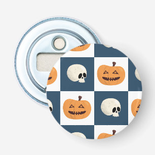 Skulls and Pumpkins Checks Bottle Opener