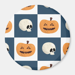 Skulls and Pumpkins Checks Magnet