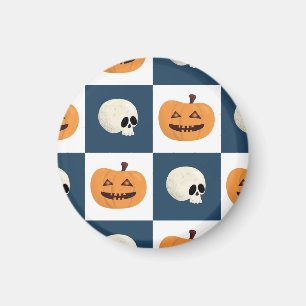 Skulls and Pumpkins Checks Magnet