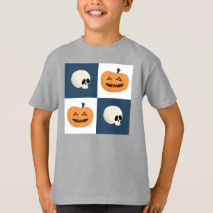 Skulls and Pumpkins Checks T-Shirt