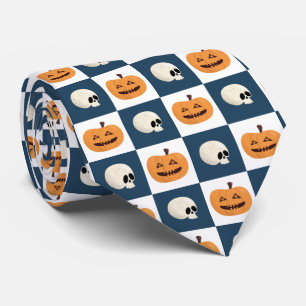 Skulls and Pumpkins Checks Tie