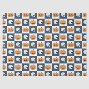 Skulls and Pumpkins Checks Tissue Paper