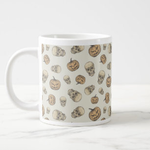 Skulls and Pumpkins Halloween Pattern Large Coffee Mug