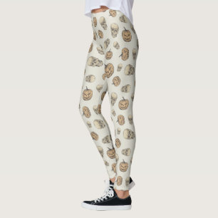 Skulls and Pumpkins Halloween Pattern Leggings