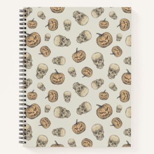 Skulls and Pumpkins Halloween Pattern Notebook