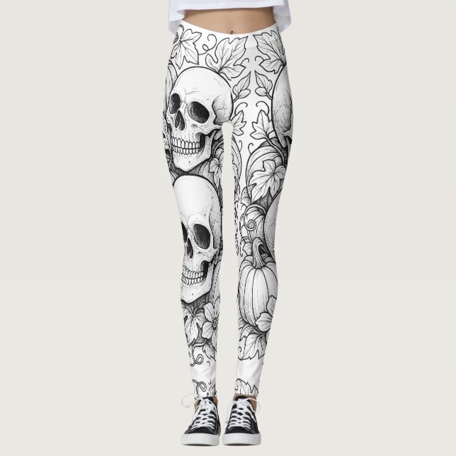 skulls and pumpkins leggings (Front)