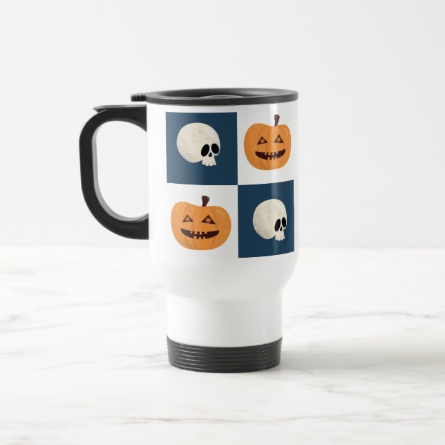 Skulls and Pumpkins Travel Mug (Left)