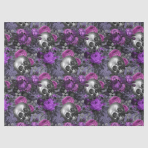 Skulls and Purple Roses on Light Purple Decoupage Tissue Paper
