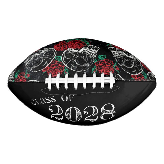 Skulls and Red Roses | Modern Goth Glam Graduation American Football (Front)