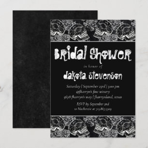 Skulls and Red Roses   Modern Gothic Bridal Shower Invitation