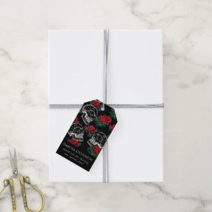 Skulls and Red Roses Modern Gothic Thank You Gift Tags