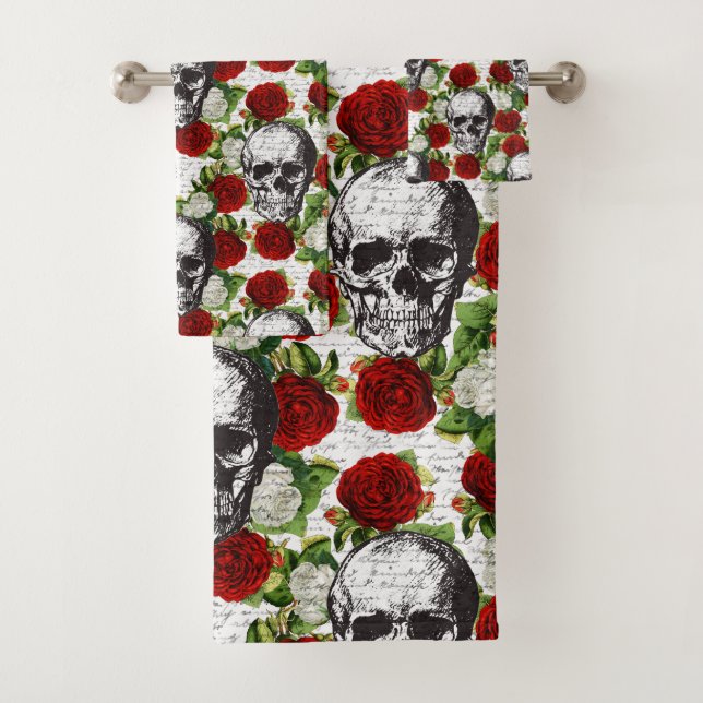 Skulls and Roses Bath Towel Set (Insitu)