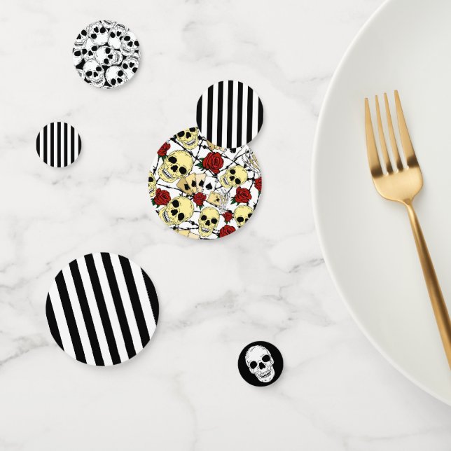 Skulls and Roses Black and White Goth Wedding Confetti (Group)